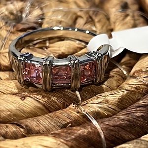 3/$18 Silver with Pink Stones Size 10 Ring - New - Lot 674